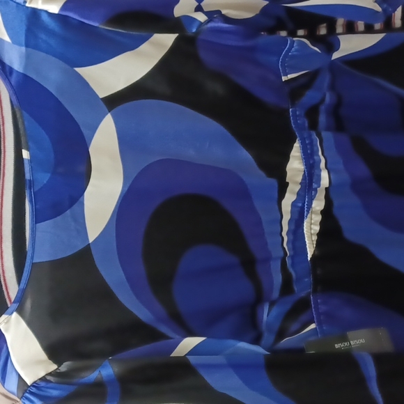 Bisou Bisou satin dress, blue and black size 6 - Picture 4 of 5